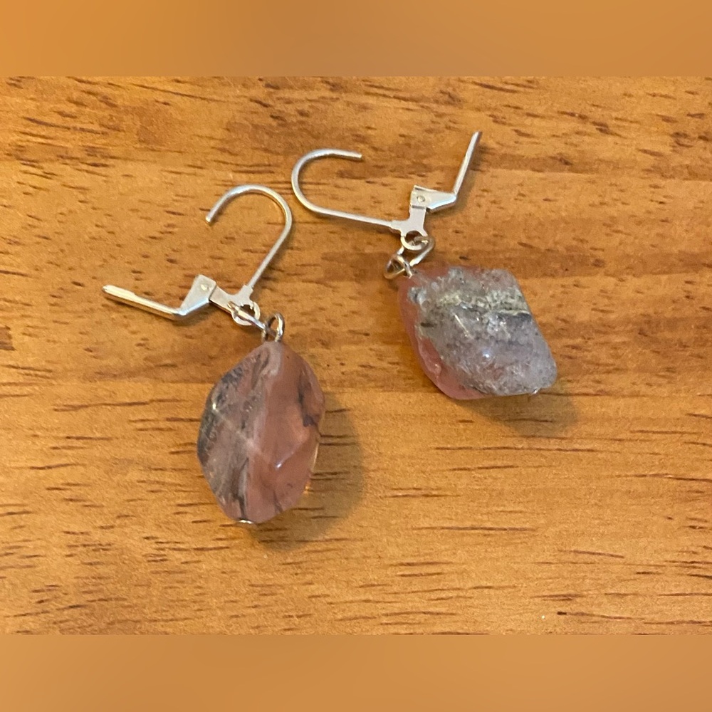 Rose Quartz nugget earrings - Strictly Canadian!